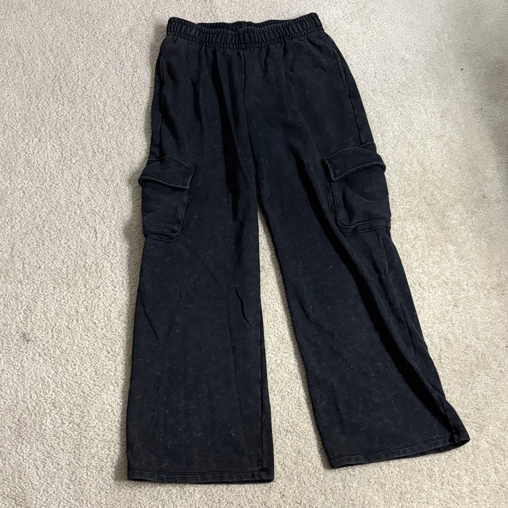 Wild Fable Black Acid Wash Cargo Sweatpants